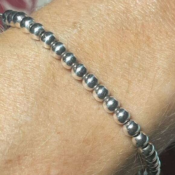 Tiffany & Co 4mm Bead Bracelet 925 Silver Breast Cancer Ribbon Box Pouch - EUC - Picture 7 of 10